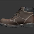 Brown Leather Work Boots With Black Laces Ankle High Design And Durable Rubber Sole