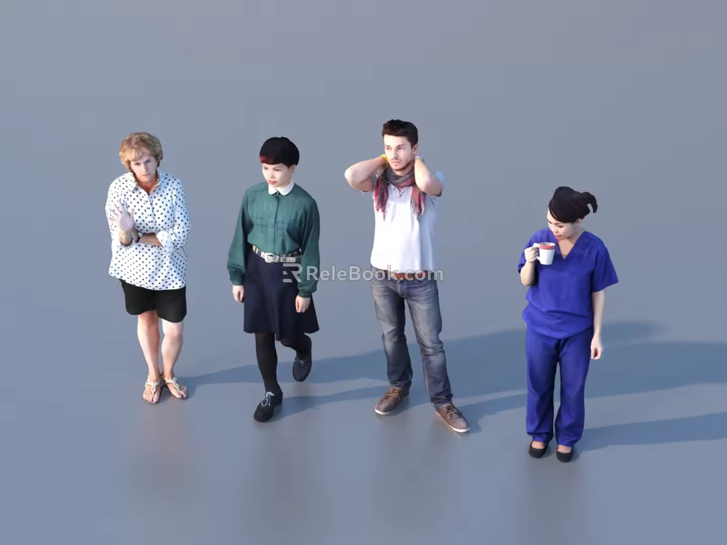 Men and women with multiple characters 3d model