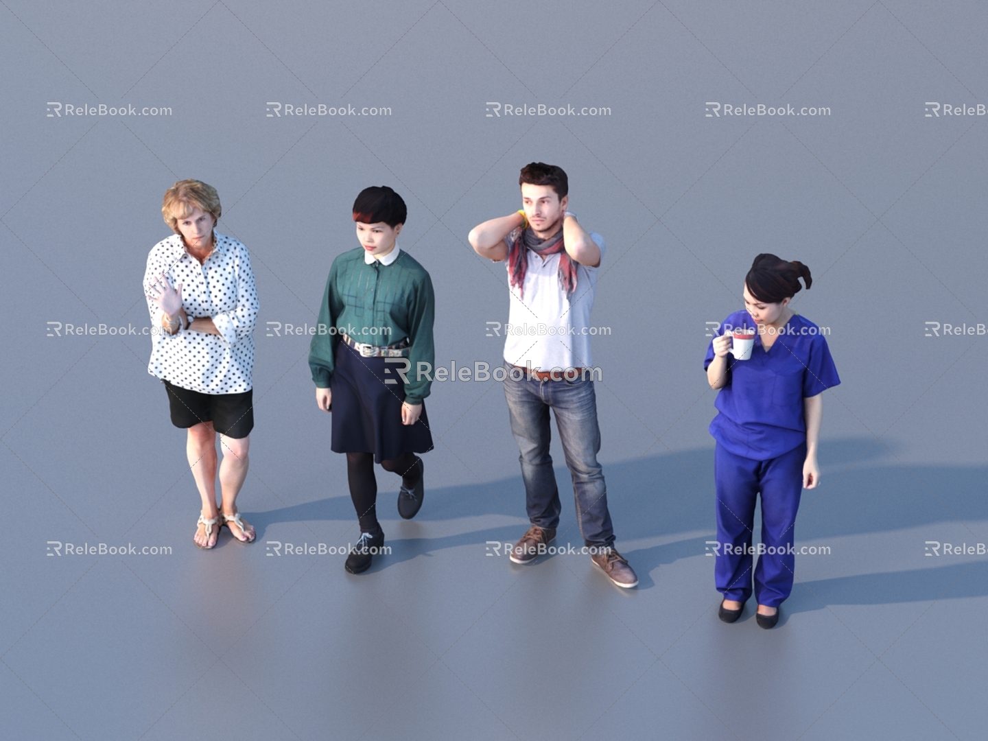 Men and women with multiple characters 3d model