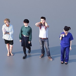 Men and women with multiple characters 3d model