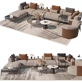Modern Sofa Coffee Table Combination With Decorative Pillows Area Rug And Floor Lamp 3d model