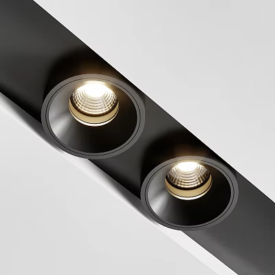 Modern Recessed Downlights And Spotlights With Black Frame And Gold Trim Home Interior Lighting Fixtures 3d model