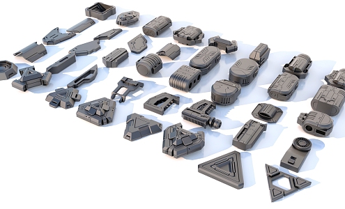 Hard surface mechanical parts combination of mechanical parts 3d model