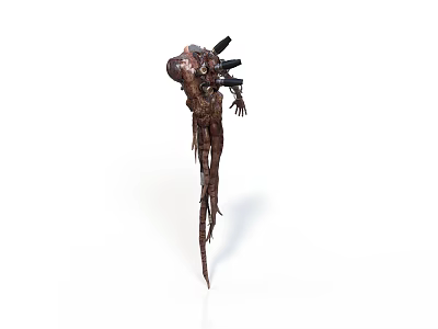 Biological Organ Structure With Hairy Appendages And Textured Surface Details 3d model
