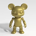 Golden Mouse Shaped Landscape Sculpture With Cartoon Style Robot Like Jointed Limbs