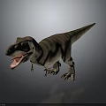 Tyrannosaurus Rex 3D Model With Open Mouth Striped Skin Standing Pose Gray Background