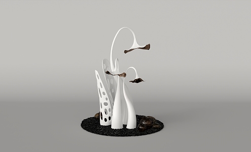 Modern city sculpture morning glory installation 3d model