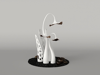 Modern city sculpture morning glory installation 3d model