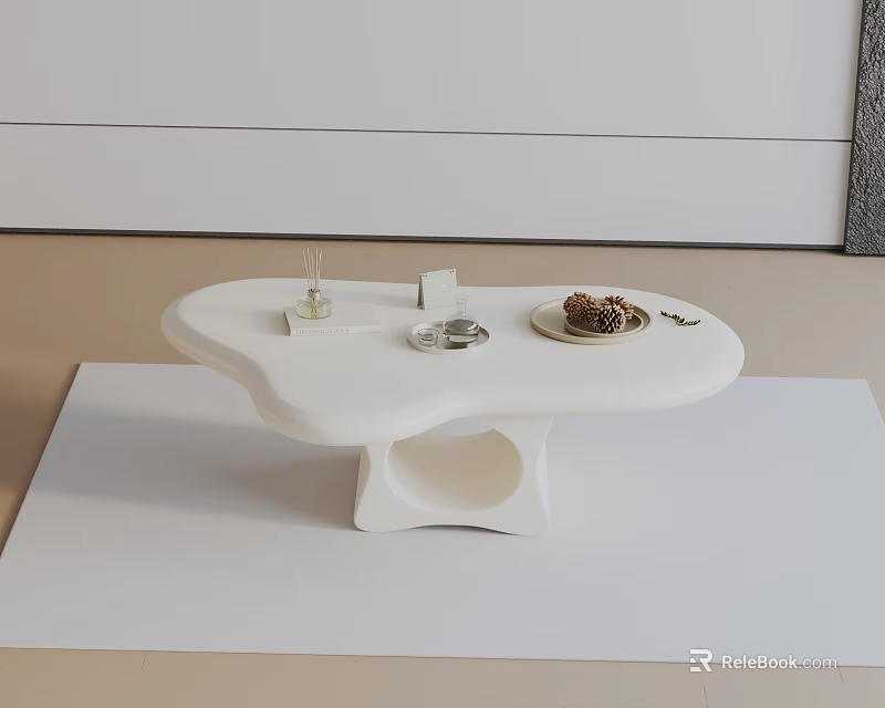 Modern Sofa and Coffee Table Set With Unique White Design And Decorative Accents 3d model