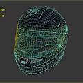 High Quality Dark Blue Modern Helmet With Green Visor And Sleek Design 3d model