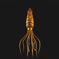 Golden Squid Shaped Decorative Artwork With Long Tentacles And Blue Eye