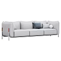 Modern Three Seater Sofa With Comfortable Cushions And Metal Leg Design