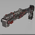 Mechanical Weapon With Intricate Metal Gears Red Accents And Industrial Design