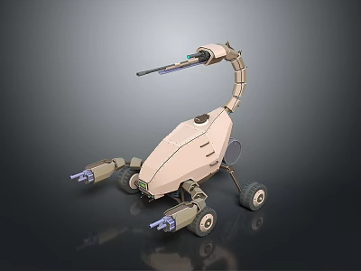 Mechanical Biological Inspired Character With Scorpion Tail Weapon And Wheeled Arms 3d model