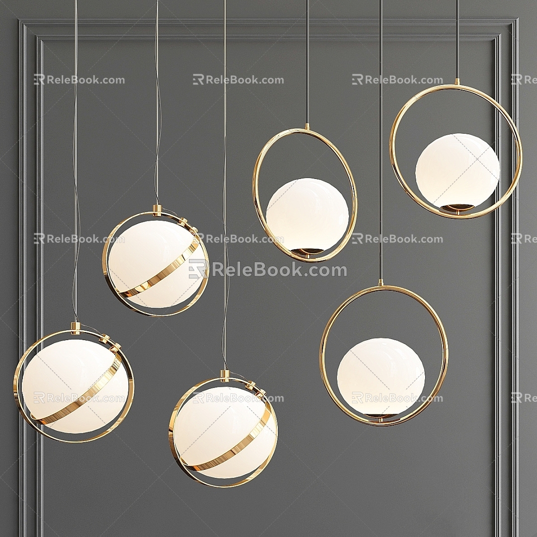 Modern Chandelier Minimalist Ring Globe Glass Vega model