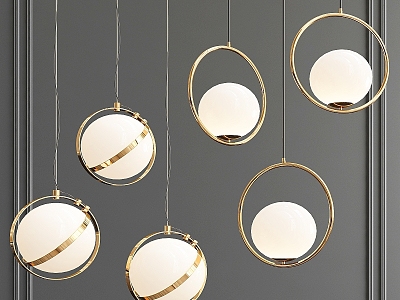 Modern Chandelier Minimalist Ring Globe Glass Vega model