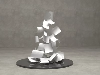 Modern art installation, beautiful name, exhibition, floating paper, falling paper, display, clock-in, photo-taking point, photo-taking area, memorial wall 3d model