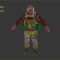 Tactical Operative in Green Brown Uniform With Hooded Mask And Tactical Gear Standing Pose