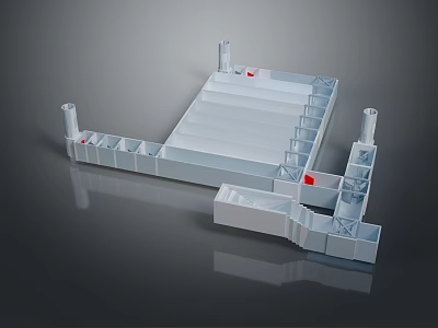 White Industrial Structure With Support Pillars Red Markers And Rectangular Design 3d model