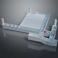 White Industrial Structure With Support Pillars Red Markers And Rectangular Design