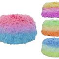 Fluffy Fur Bean Bag Chair With Vibrant Gradient Colors And Soft Texture For Home