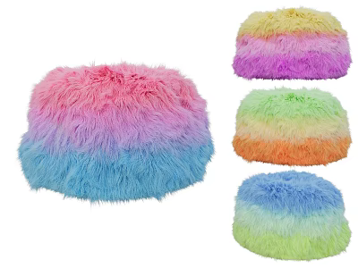 Fluffy Fur Bean Bag Chair With Vibrant Gradient Colors And Soft Texture For Home 3d model