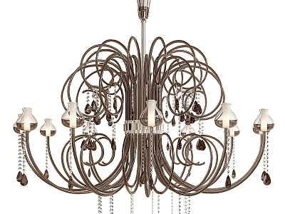 Elegant Metal Chandelier With Crystal Pendants And Candle Style Light Sockets 3d model
