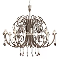 Elegant Metal Chandelier With Crystal Pendants And Candle Style Light Sockets