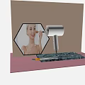 White Electric Hair Dryer For Daily Beauty Use With Makeup Mirror And Brushes