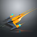 Futuristic Orange Spaceship With Sleek Design Blue Thrusters And Cockpit Pilot
