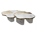 Elegant Modern Coffee Table Combination With Marble Tops And Gold Metal Frames 3d model