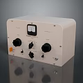 Light Colored Control Panel Device With Black Knobs Analog Meter And Orange Button 3d model