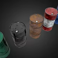 Industrial Metal Drums In Various Colors Including Rusted Brown For Industrial Use