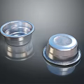 Two Silver Metal Containers as Daily Living Supplies with Smooth Shiny Surface and One Lid