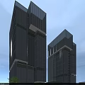 Modern Commercial Street Plaza With Illuminated Lighting And Surrounding Modern Buildings
