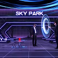 Futuristic Photo Check in Spot at SKY II with VR Experience and Blue Light Rings