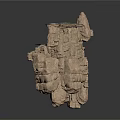 Natural 3D Rock Formation Scene Component With Layered Structure And Platforms