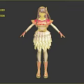 Animated Character With Purple Hair Pink Top Gloves Boots And Layered Skirt Design