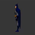 Batman Superhero Character in Blue Gray Costume With Yellow Belt and Blue Cape