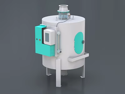 Cylindrical Industrial Equipment With White Green Body Control Panel And Top Unit 3d model