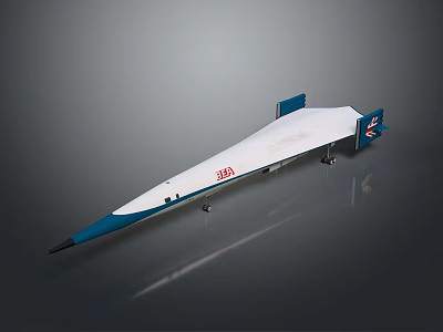 Concorde 300 Supersonic Aircraft Model With White Blue Body And UK Flag 3d model