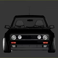 Black Classic Hatchback Car With Shiny Exterior Custom Wheels And Red Accents