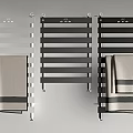 Three Modern Bathroom Towel Racks in Silver Black with Hanging Towels