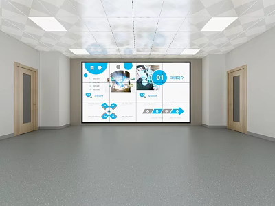 Computer Display Screen With Digital Interface In Modern Technology Room 3d model