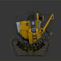 Yellow Tracked Mechanical Vehicle Model With Snow Base And Details