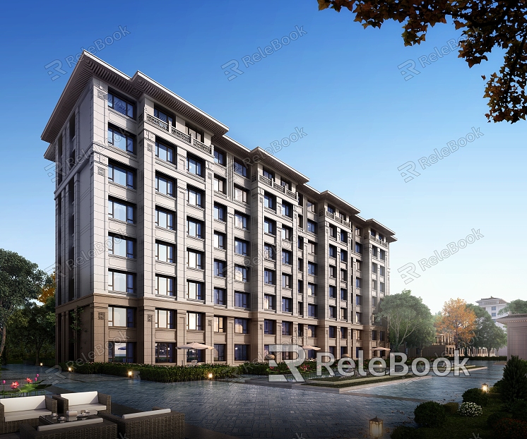 New Chinese-style Residential Building Multi-storey House model