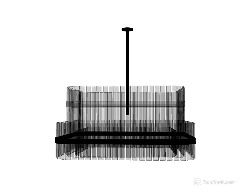 Modern Geometric Chandelier Design With Metal Frame And Layered Linear Structure 3d model