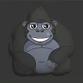 Soft Gray Cartoon Gorilla Plush Furniture Decor With Cute Smiling Expression And Round Shape
