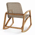 Comfortable Leisure Rocking Chair With Wooden Frame And Woven Seat Back Design