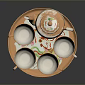 Elegant Floral Teapot Set With Matching Cups Gold Accents And Tray